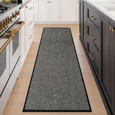 Imagen del producto de Ibenzoa®: Alfombra para cocina – absorbente, antideslizante, con superficie texturizada, protege contra arañazos, 100% poliéster, color , 43 x 180 cm