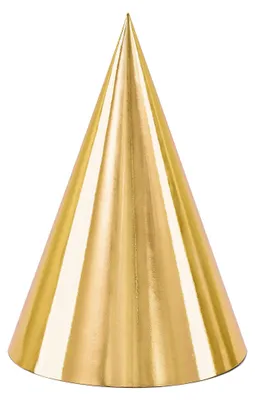 Obrázek produktu pro Párty papírové kloboučky zlaté - 16 cm - 6 ks