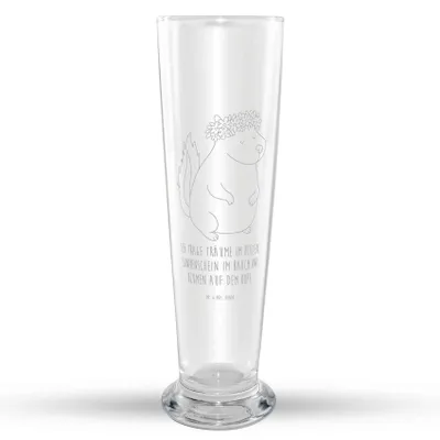 Produktbild von Mr. & Mrs. Panda Bierglas Stinktier Mädchen - Transparent - Geschenk, Wildtier, Weizenbier Glas, Namaste, Weißbierglas, Weizen, Bier, Stinki, Mr Mrs Weizenglas, Raubtier