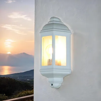 Produktbild von Außenwandleuchte Maritim "Outdoor & Porch" Weiß Aluminium Glas Wandlampe Balkon Terrasse Garten