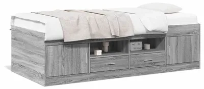 Productafbeelding van vidaXL Dagbed met lades, zonder matras, grijs Sonoma, 100x200 cm