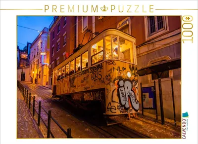 Produktbild von CALVENDO Puzzle Historische Standseilbahn bei Nacht | 1000 Teile Lege-Größe 64x48cm Foto-Puzzle für glückliche Stunden