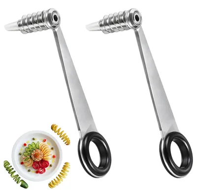 Produktbild von 2 Stück Edelstahl Spiralschneider für Kartoffeln und Gemüse, Julienneschneider mit ergonomischem Griff, 4.3 * 10.8 cm
