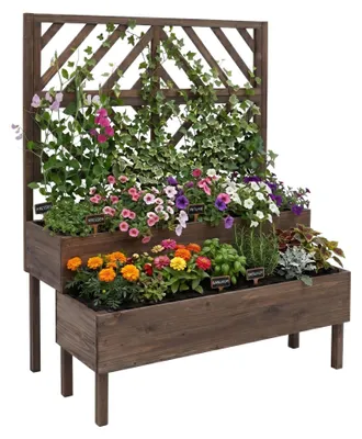 Produktbild von Zweistufiger Pflanzkasten aus Holz mit Spalier, Hochbeete