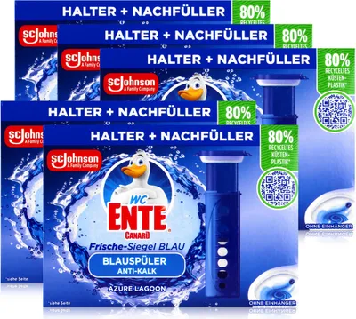 Produktbild von WC Ente Frische-Siegel Blau Blauspüler Anti-Kalk Azure Lagoon 36ml (5er Pack)