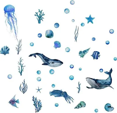 Produktbild von Leuchtende Fische Wandstickers für Kinder, fluoreszierende Dekoration für Schlafzimmer und Badezimmer, Unterwasser-Themen Wanddeko