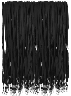 Produktbild von 45 cm langes Schlüsselband, 100 Stück, Schlüsselbänder, Schlüsselanhänger, Nackenbänder, Drehverschluss, Schultergurte mit Karabiner, Ausweise für Mitarbeiterausweise, Ausweise, Schlüssel für Mitarbeiterausweise (schwarz)