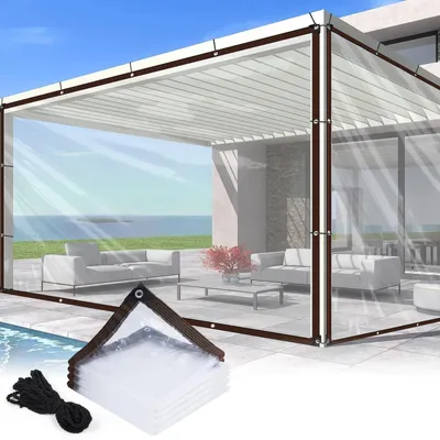Image de Bâche de protection, 2 x 2 mètres, bâche transparente, avec œillets