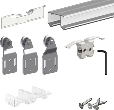 Produktbild von MANTION SLID'UP 110 Schiebetürsystem für hängende Schiebetüren, Aluminium, 200 cm, Türstärke 16-40 mm, kürzbar, für Kleider-, Wand- und Nischenschränke