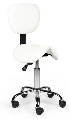 Produktbild von Ergonomisch Sattelhocker Weiß Mit Lehne Auf Räder