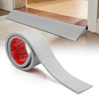 Productafbeelding van Drempelhelling - Oprijplaat - Veilige toegang - Antislip oppervlak - 100 x 8 x 1 cm - Grijs