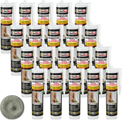 Produktbild von Isolbau Zement-Fix 20 x 300 ml Zementgrau Express Reperaturmörtel - Dichtungsmasse für Fugen & Risse im Innen- & Außenbereich, Kartusche
