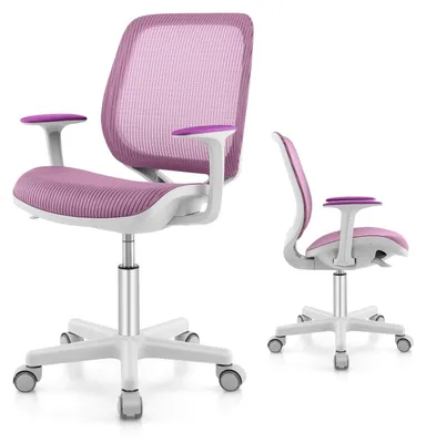 Produktbild von KOMFOTTEU Schreibtischstuhl Kinder, Höhenverstellbarer Kinderdrehstuhl, Sitzhöhe 43-55cm, Bürostuhl mit Rückenlehne & Armlehnen & Rädern, Ergonomischer Kinderstuhl für Kinder 6-15 Jahre (Lila)