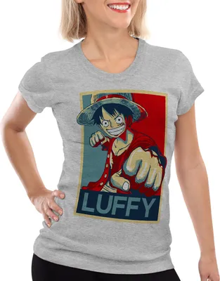 Produktbild von style3 LUFFY Damen T-Shirt one strohhut anime piece japanisch, Farbe:Grau meliert, Größe:L
