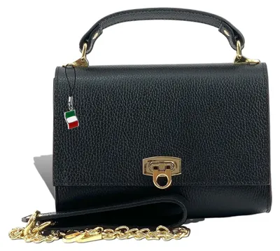 Zdjęcie produktu dla Torebka damska Florence, czarna, skórzana, wymiary 23 x 8 x 15 cm, D2OTF854S1