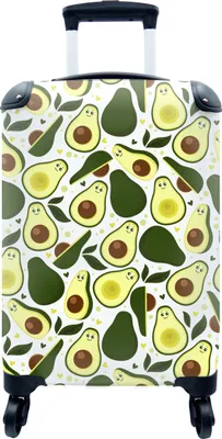 Produktbild von MuchoWow® MuchoWow® Koffer Handgepäck Trolley Rollkoffer Kleine Reisekoffer mit 4 Rollen - Muster - Avocado - Frucht - Cabin Size < 55x40x23 cm & 55x40x20 cm - Fotokoffer - Kabinenkoffer - Boardgepäck