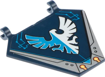Produktbild von 1x Lego Fahne 5x6 dunkel blau 2 Clips Sticker Nexo Knights Falke x1435pb023