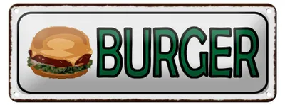 Produktbild von Blechschild Hinweis 27x10cm Burger Fast Food Dekoration