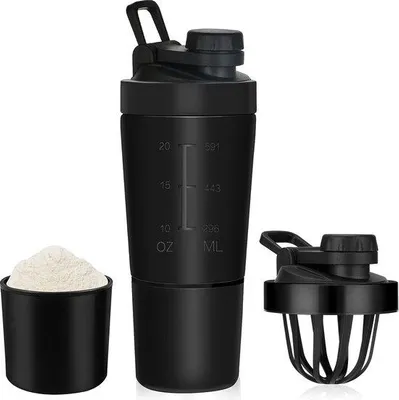Produktbild von Eiwitshaker aus Edelstahl, 900 ml, Sportflasche