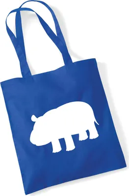 Produktbild von Huuraa Jutebeutel Nilpferd Silhouette 10 Liter Bright Royal Baumwolle Tasche Geschenkidee