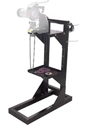 Produktbild von Metallständer für Kettensäge-Schärfgeräte. Höhe 107 cm. Basis 80x35 cm (ohne Schärfgerät geliefert).
