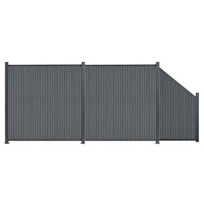 Produktbild von MinteChill WPC Gartenzaun, Sichtschutzzaun 446x185cm mit Längsstreifen-Schrägelement Anthrazit