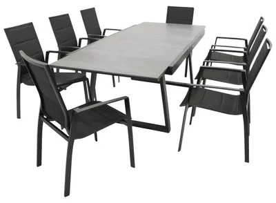 Produktbild von Garnitur 9-teilig 370 x 96 x 230 cm Aluminium Glas Kunstgewebe Anthrazit