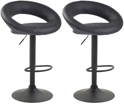 Produktbild von CLP 2er Set Barhocker Olinda Kunstleder höhenverstellbar und drehbar grau Gestell Farbe schwarz