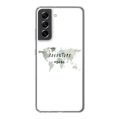 Produktbild von MuchoWow® Handyhülle Schutzhülle Hülle für Samsung Galaxy S21 FE Weltkarte - Grau - Zitate Silikon Softcase Handy Hülle - Mobiltelefonhülle