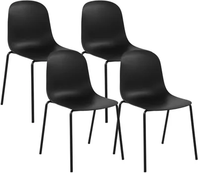 Productafbeelding van Eetkamerstoel Hardin, set van 4, zwart, kunststof en metaal