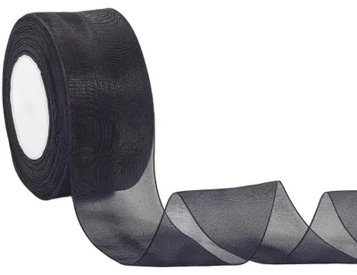 Organza-Chiffon-Band, schwarz, 50 mm x 45,72 m, transparent