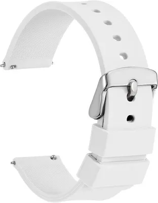 Image de Bracelet en silicone de 22 mm, bracelet en caoutchouc à fixation rapide avec fermoir en acier inoxydable argenté (blanc)