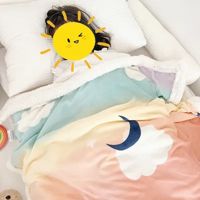 Produktbild von 360Home Kinder Verdickte Flanell-Herbst/Winter Bett Decke Schlafdecke 150*200cm Regenbogen