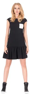 Produktbild von Damen Kleid Tunika Mini-Kleid Rüschen Top; Schwarz/M/38