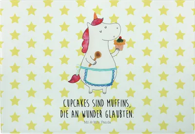 Produktbild von Mr. & Mrs. Panda Hackbrett Einhorn Küche - Weiß - Geschenk, Backen, Schneidebrett, Kuchen, Koch, Servierplatte, vesperbrett, Glas, Unicorn, schneidbrett, Frühstücksbrett