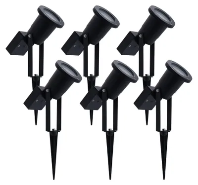 Produktbild von Ledvion 6er Set Gartenstrahler mit Erdspieß IP65 GU10 ohne Leuchtmittel