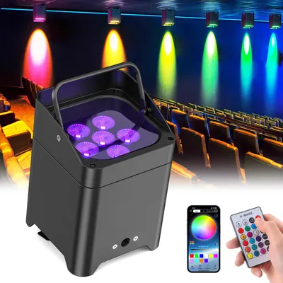 Produktbild von LED-PAR-Scheinwerfer - 6-in-1-Bühnenlicht - 4er-Set - 108 W - RGBAW+UV - Akkubetrieben - DMX512 - Fernbedienung