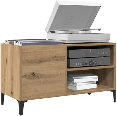 Produktbild von Schallplattenschrank, Zum Aufbewahren und Präsentieren Ihrer Schallplatten, Geräumiger LP-Schallplattenspielerschrank, Ideal Zum Aufstellen Ihres Plattenspielers, Mehrere