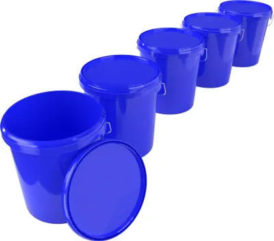Produktbild von Eimer mit Deckel 16 L | Vorratseimer | Lebensmittelecht Blau | PP | 5 Stück
