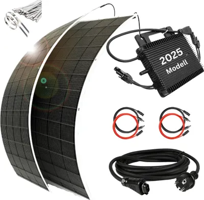 Produktbild von MYVOLTAICS Balkonkraftwerk MyUltraleicht 620 Watt, mit 2 Modulen je nur 5kg, Hoymiles Wechselrichter WLAN 800 Watt,  Steckerfertig - einstecken. fertig. - 10m