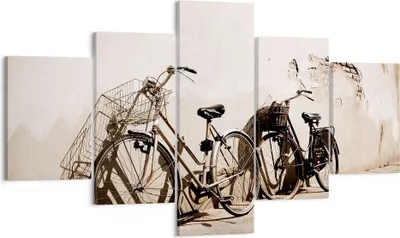 Produktbild von Bild auf Leinwand - Leinwandbild - Fahrrad Ziegel Stadt Italien - 125x70cm - Wand Bild - Wanddeko - Leinwanddruck - Bilder - Kunstdruck - Wanddekoration - Leinwand bilder - Wandkunst - EA125x70-2162