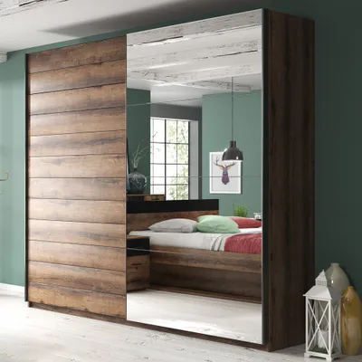 Produktbild von Kleiderschrank mit Schwebetüren BIRMINGHAM-83 in Eiche Monastery Nb., B/H/T: ca. 180/210/61 cm