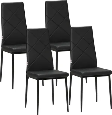 Produktbild von HOMCOM Esszimmerstuhl, 4er-Set Küchenstuhl, Gepolsterte Esszimmerstühle, Schwarz