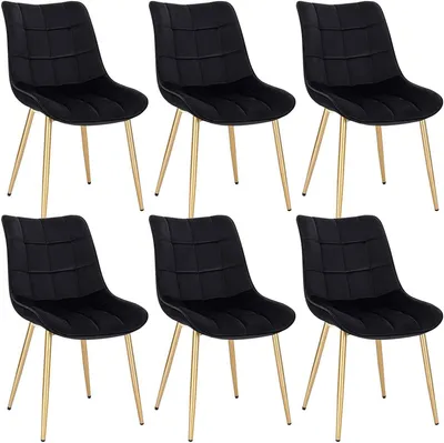Produktbild von EUGAD Esszimmerstühle 6er Set, Polsterstuhl, Samt, Gold Beine, Schwarz