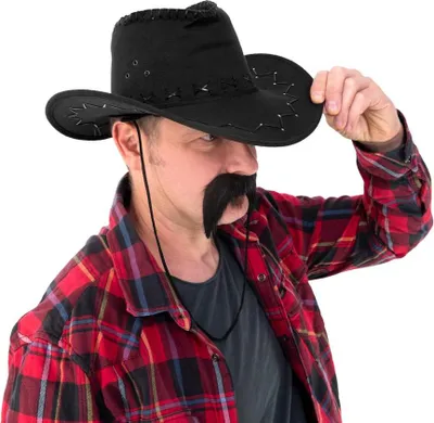 Immagine prodotto di Cappello da cowboy in pelle scamosciata nera