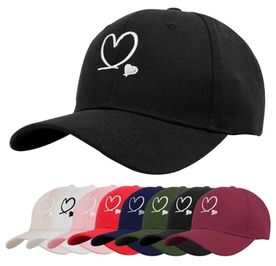 Produktbild von Baseballmütze Uni Baumwolle Verstellbar UV-Schutz Schwarz Herzstickerei