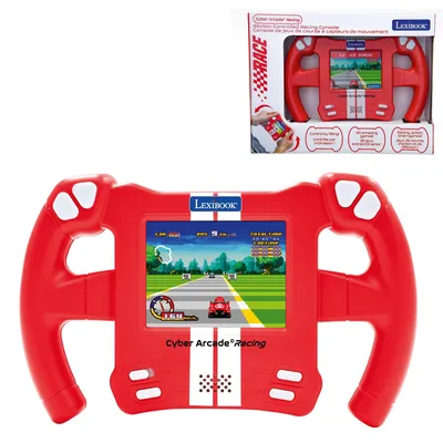 Obrázek produktu pro Lexibook, Cyber Arcade Racing, závodní konzole s ovládáním pohybem, 30 závodních, akčních a logických her, ovládání nakláněním, červená, JL3150LXB