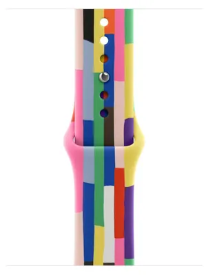 A close-up shot of a colorful watch band.