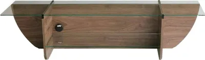 Image de Kasuga - Meuble TV 158x35x40h cm Noyer Brun, 2 Étagères