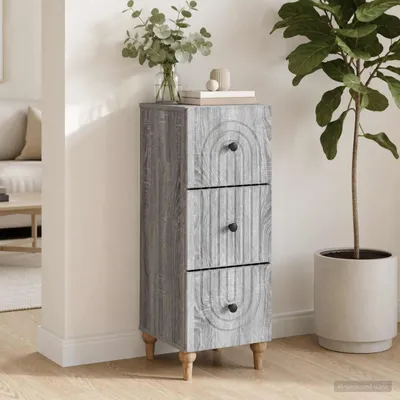 Zdjęcie produktu dla Komoda z szufladami vidaXL, szara Sonoma, 33 x 34,5 x 90 cm, materiał drewnopochodny